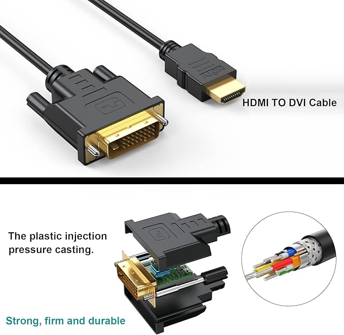 HDMI to DVI Cable 5-Pack, 6 Ft Bidirectional DVI-D to HDMI Male to Male High Speed Adapter Cable Support 1080P Full HD (5, Black)
