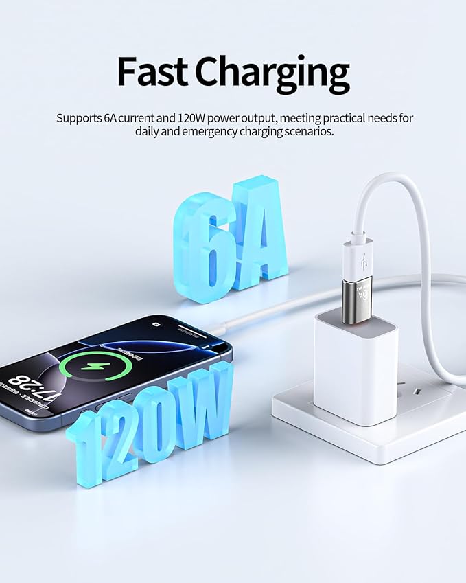 BOMIE USB C to USB Adapter 2 Pack, 6A 120W Fast Charging 10Gbps Data Transfer,USB C Male to USB 3.2 Female OTG Adapter for Phone 15/16/17,Pad,M-acBook Pro/Air,Smartphone,Laptop,Tablet Silver