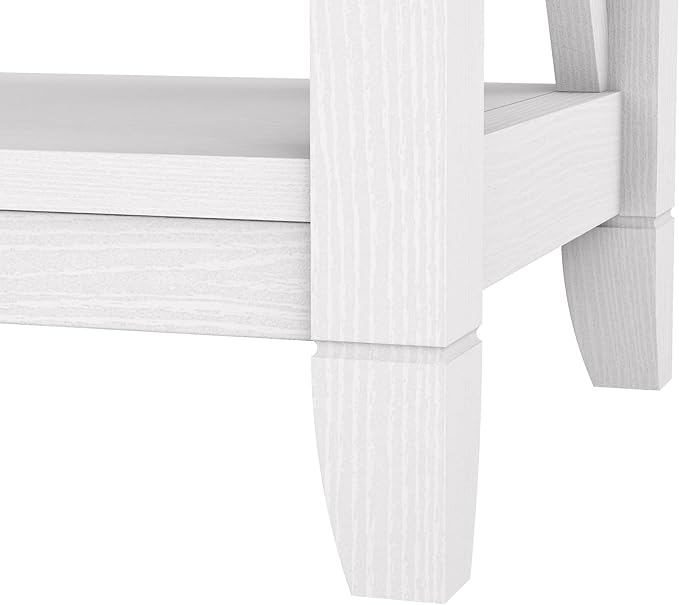 Bush Home End Table with Drawer, Nightstand with Storage, Living Room and Bedroom Furniture, Key West Collection, Pure White Oak