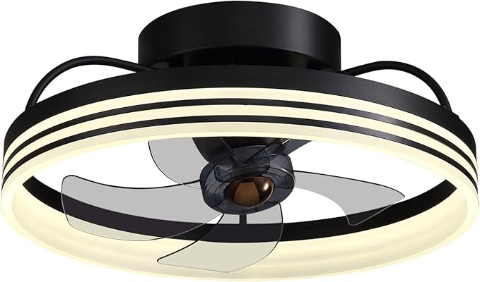 Ceiling Fans with Lights, 360° Rotating Ceiling Fan with Lights and Remote, 6 Wind Speeds Smart Low Profile Ceiling Fan for Bedroom, Kids Room and Living Room 20"
