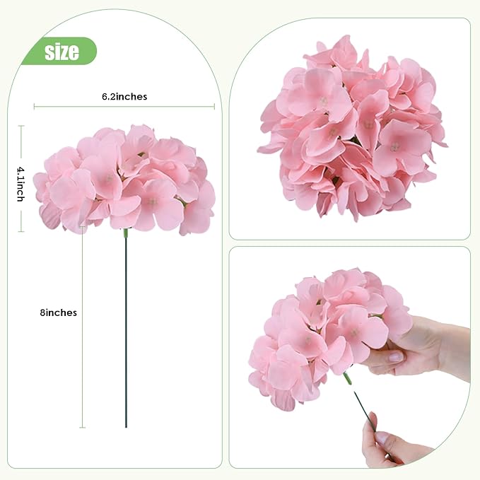 AVIVIHO 65pcs Fake Flowers Pink Hydrangea Artificial Flowers Bulk Realistic Hydrangeas Silk Flowers with Stems for Party,Home,Weddings,Table,Florals DIY Project,Arch Backdrop Decoration