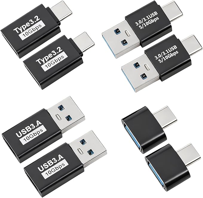 8 Packs USB 3.0/3.1 Male to USB-C Male Adapter, Suitable for Laptop Phone Connected U Disk Keyboard, Fast Data Transfer