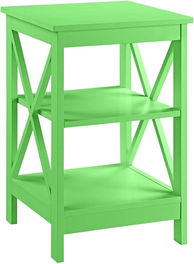 Convenience Concepts Oxford End Table 15.75" - Modern Living Room Table with Storage Shelves, Transitional Nightstand Side Table for Home Decor and Display, Lime Green