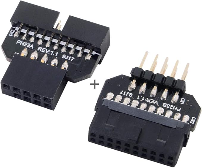 cablecc 1set Reversible USB 2.0 9Pin Housing to Motherboard USB 3.0 20pin Header Female Adapter