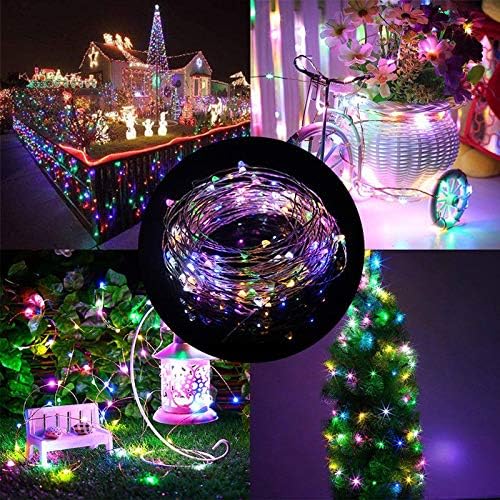 String Lights,LED Copper Wire Lights, Each Set 33ft/10M 100LEDs and 8 Remote Control.AA Battery Powered,Decor Rope Lights for Holiday,Wedding, Parties.（Multicolour）
