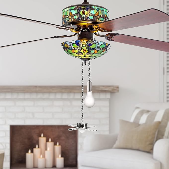 Ceiling Fan Chain Set - 2 Pcs Fan Pull Chains with 13.6 Inch Cord for Switch and Light