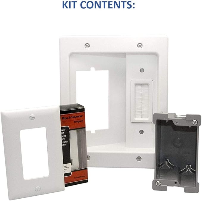 Legrand – OnQ in-Wall Cable Management Kit for Power & Low Voltage Cords – Hides TV or Display Cables Retrofit Behind the Wall – UL Listed TV Cord Hider w/DIY Install & Included Hardware – HT2102WHV1