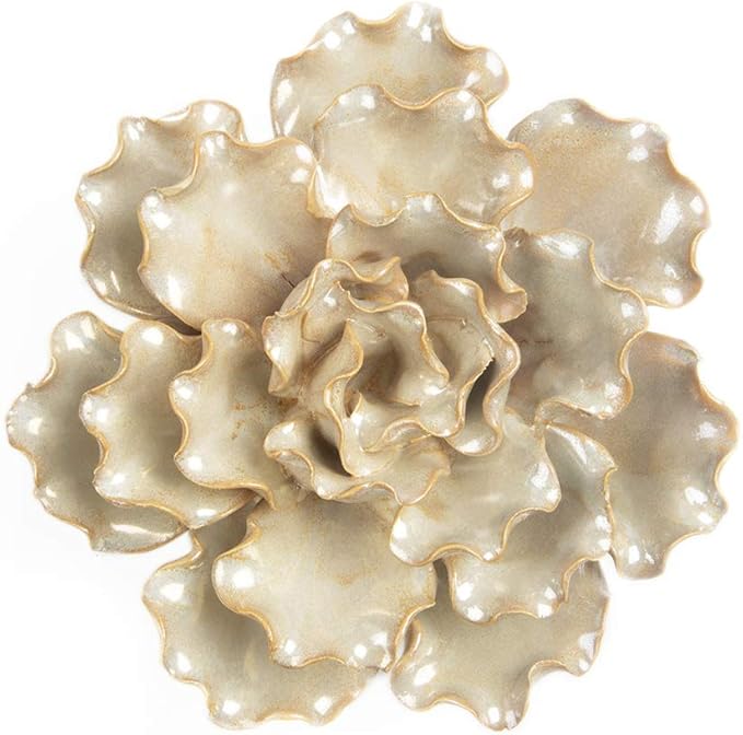 CHIVE ‘Coral’ Decorative Ceramic Flower — Beautiful & Unique Tablescape Piece — Large Opalescent Pearl White Flower