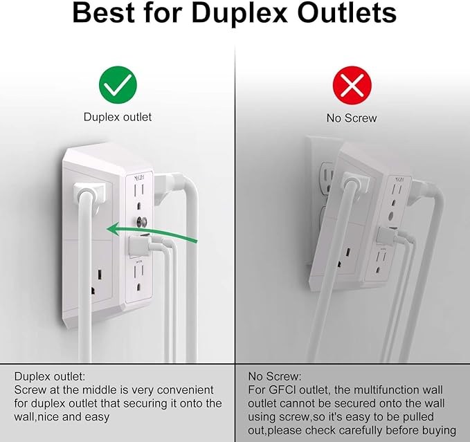 Outlet Extender Surge Protector - NUOZHI 6 Outlet Splitter with 4 USB Ports(2 USB-C), Multi Plug Wall Outlet 1680J Power Strip for Home Office Dorm Room Essentials, ETL, White