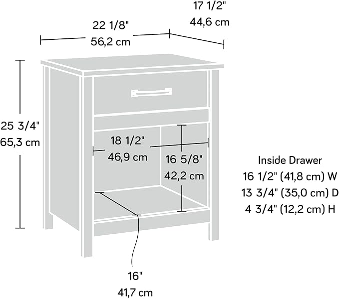 Sauder Cannery Bridge Night Stand, Bedside Table, Bedroom Side Table End Table, in Lintel Oak