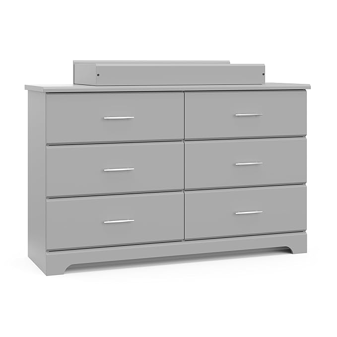 Storkcraft Brookside 6-Drawer Dresser (Pebble Gray) – GREENGUARD Gold Certified, Gray Dresser for Bedroom, Kids & Nursery Storage Chest, Safety Interlocking Drawers, Pre-Installed Tracks, Kids Chest