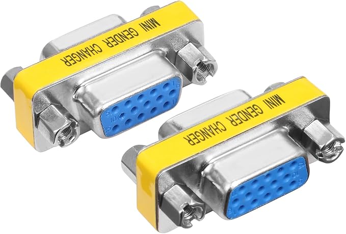 VGA Female to Female Adapter (2 Pack), VGA Coupler Extender for Monitor Cable Extension, HD15 Gender Changer Connector for Computer, Projector, Laptop, KVM Switch, 1080P Supported