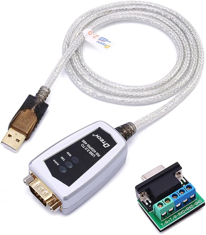 DTECH USB to RS422 RS485 Serial Port Adapter Cable with FTDI Chipset 5 Position Terminal Board for Windows 11 10 8 7 XP Mac (4 Feet)