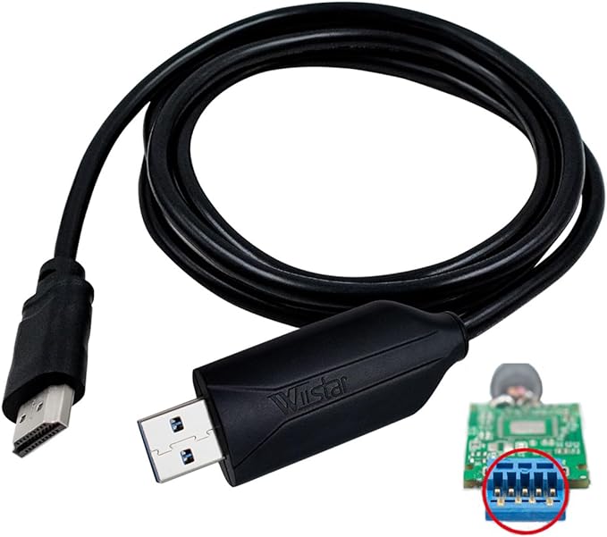 USB to HDMI Adapter with chip 4.92FT Cable，USB 3.0 & 2.0 to HDMI 1080P Video Audio Converter for PC, Laptop to Monitor，HDTV Support Android,XP/7/8/10,MAC OS