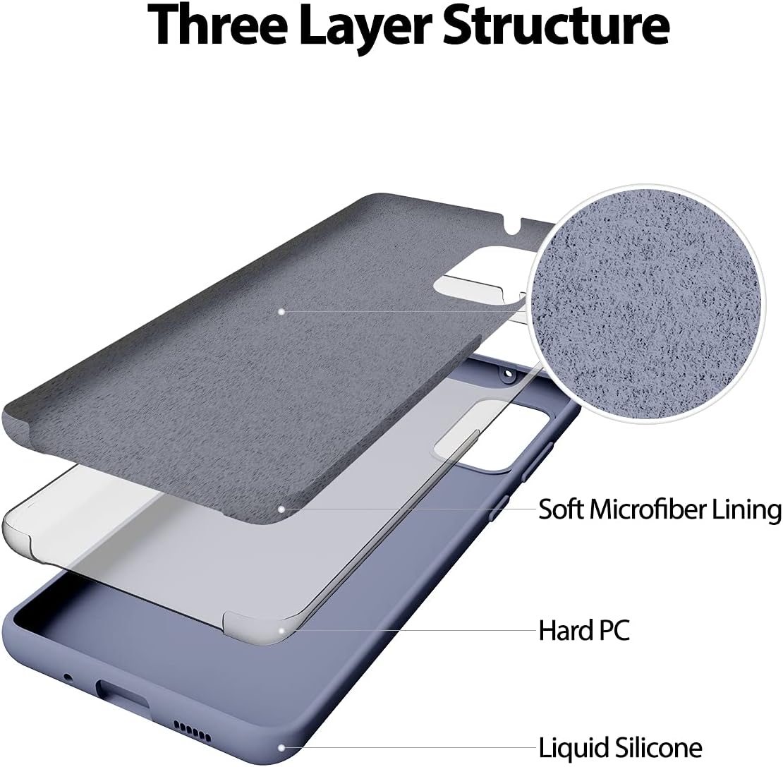 GOOSPERY Liquid Silicone Case for Samsung Galaxy S20 Plus, Jelly Rubber Bumper Case, Lavender Grey