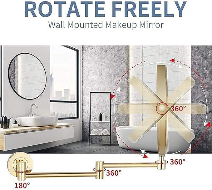 Vanity Mirror, Wall Mounted Makeup Mirror with 10X Magnification, 8 Inch Double Sided Vanity Magnifying Mirror, Cosmetic Mirror Shaving Mirror for Bathroom Gold