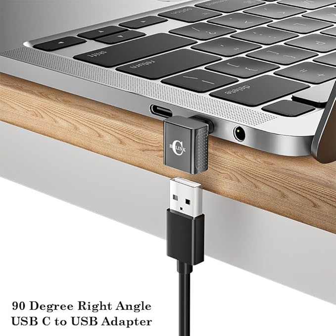 10Gbps USB C to USB Adapter (2 Pack), Up and Down 90 Degree Right Angle USB C Male to USB A 3.2 Female Converter for iPhone 16 15 Series, iPad, MacBook and More