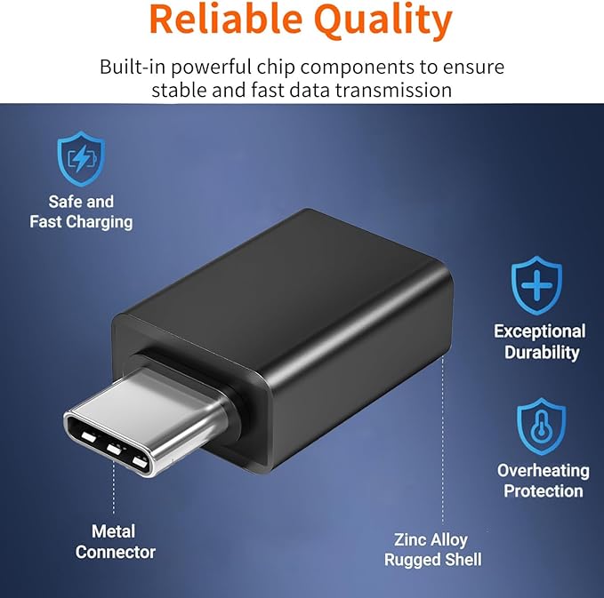 [Apple MFi Certified] USB C to USB Adapter, USB C Male to USB 3.0 Female OTG Cable Converter Compatible with MacBook Pro Air, Tablets, iPhone 17 Pro Max/17 Plus/16/15 Series (Black-2Pack)