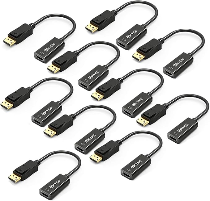 Displayport to HDMI Male to Female Adapter Black 10-Pack