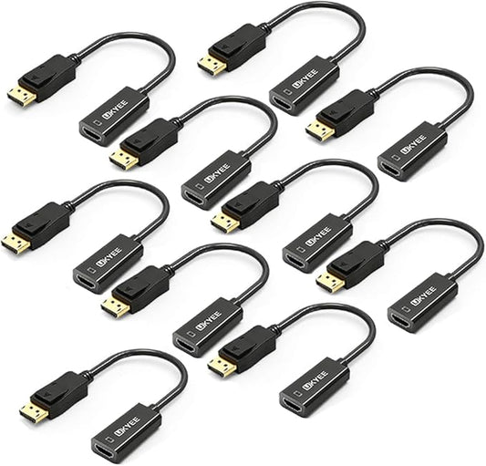 Displayport to HDMI Male to Female Adapter Black 10-Pack