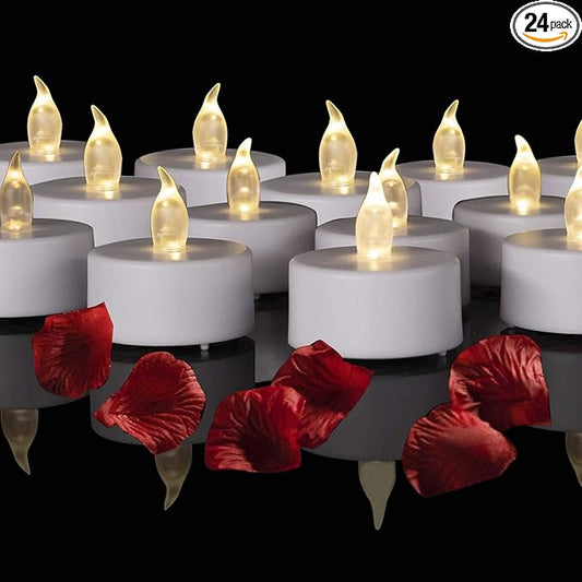 Hanzim Battery Operated LED Tea Lights: 24PACK Flameless Votive Candles Lamp Realistic and Bright Flickering Holiday Gift Long Lasting 200Hours for Seasonal & Festival Celebration Warm White
