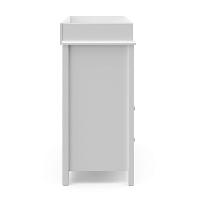 Storkcraft Alpine 2 Drawer Changing Table Chest (White) - Attached Changing Table Topper Fits Any Standard-Size Baby Changing Pad, 2 Drawers, 2 Shelves for Extra Nursery Storage, Easy to Assemble