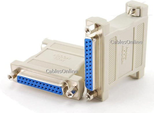 CablesOnline DB25 Null Modem Female to Female Data Transfer Adapter/Gender Changer, (2-Pack) (AD-N03-2)