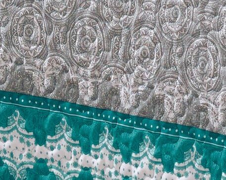 Fancy Collection 3 Pc Bedspread Bed Cover Over Size New (King/California King, Aqua Grey Floral)