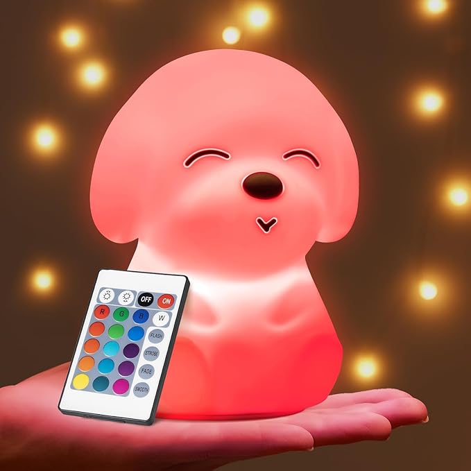 Mubarek Dog Night Light,Remote+16 Colors+Timer+Rechargeable Dog Night Light for Kids Nursery Decor, Cool Kawaii Silicone Puppy Unique Lamps Puppy Gift Ideas Puppy Gifts Unique Home Decor