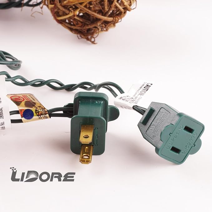 LIDORE Rattan Christmas String Lights, Mini Globe Wicker Lights for Patio, Wedding, Garden and Party, Brown Rattan and Green Cord, 7.92Ft Indoor/Outdoor