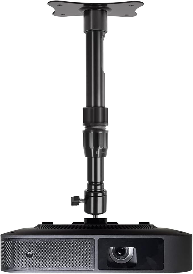 Mini Projector Ceiling Wall Mount Adjustable Height 16.5 to 27.5 inches with 360°Rotatable 11 Lbs Load Small Projector Holder 1/4 inch Mounting Bracket Hanger Stand