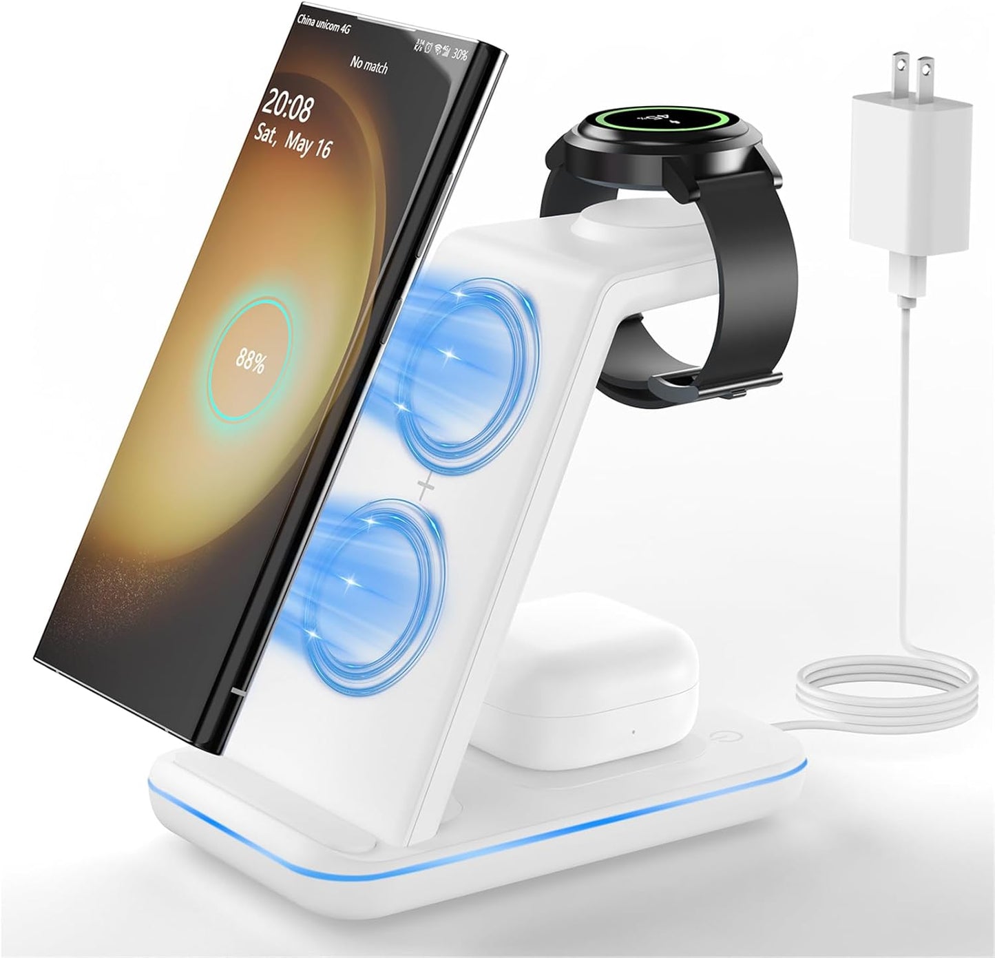 JoyGeek 3 in 1 Wireless Charger for Samsung & Android, Compatible with Galaxy Watch5 Pro/4/3, Phone Stand