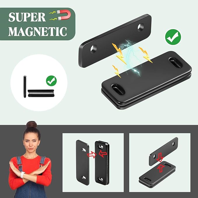 Ultra Thin Cabinet Door Magnets Catch,Magnetic Door Catch,Cabinet Latch Magnetic Closures for Kitchen Closet and Cupboard Wardrobe (Black Magnetic 8P)