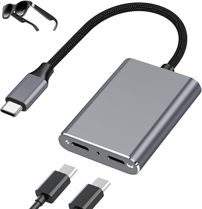 USB C to AR Glasses and Charging Adapter,Charge and Play,4K@60Hz Video,PD 100W Fast Charging,Compatible with AR Glasses, Switch2, Laptops,Phone17/16/15,Vitue,Steam Deck & Type-C Phone