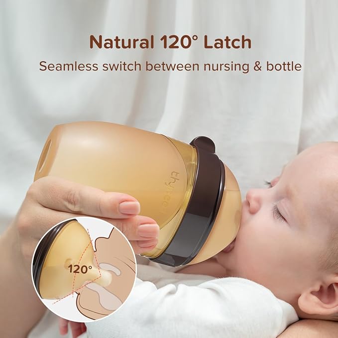 Silicone Natural Breast-Like Bottle with Nipple(3-7 Months),8oz，1pack