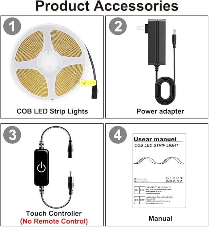 COB LED Strip,LED Strip Lights 3M/9.84ft,Touch Dimmable LED Strips,CRI90+,4000K Natural White cob led,1600LEDs,24V LED Tape Lights,Indoor for Bedroom, Kitchen, TV, Mirror,Cabinet
