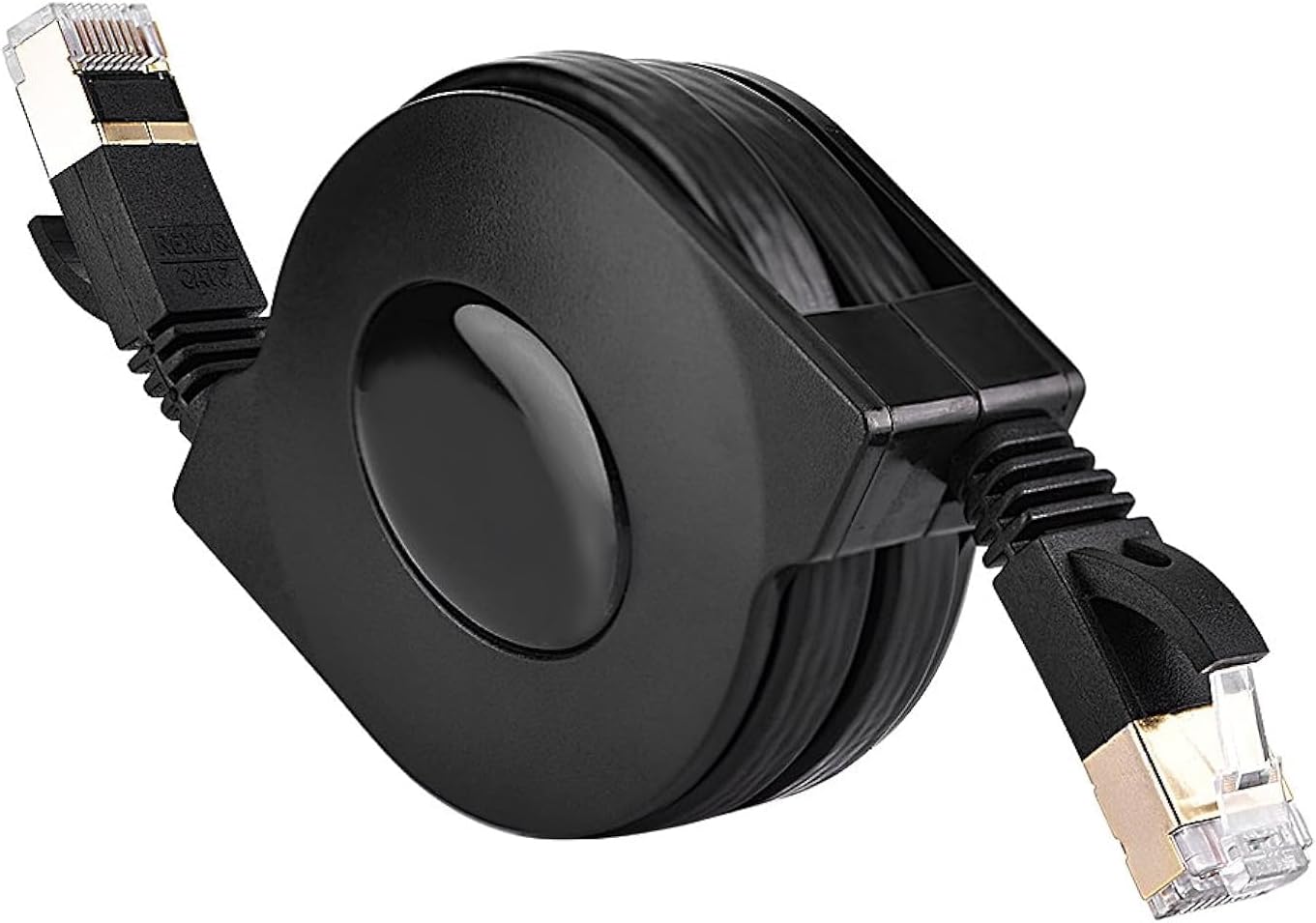 Zerone CAT 7 Ethernet Cable, 1.5M Retractable Shielded LAN Network Cable Flat RJ45 600MHz