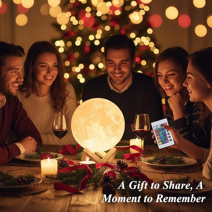 Mydethun 7.1 Inch Large 16 Colors Moon Lamp – 148 Combination Modes, Remote/Touch Control, Rechargeable LED Night Light, Thanksgiving Décor, Gifts for Women, Party Favors Décor
