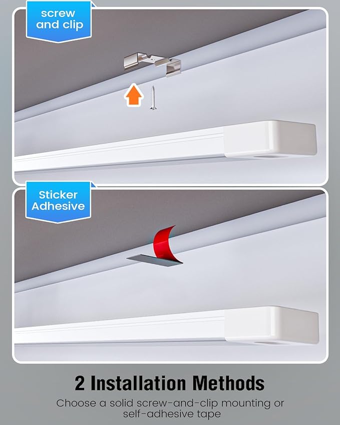 MYPLUS 2Pcs 24 Inch Under Cabinet Lights with Hand Wave, Under Counter Lighting 4000K Natural White,Dimmable,Plug and Play,LED Lights for Kitchen Cabinet, Cupboard, Closet, Desk