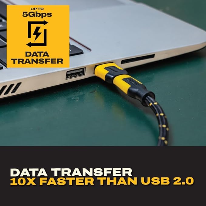 DEWALT Heavy Duty USB-C Female to USB-A Male Adapter 4 Pack w/Case – Fast Charging 3.0 Converter 5Gbps Data Transfer, Compact Durable USB to USB-C Adapter for Laptops iPhone Samsung Android Devices