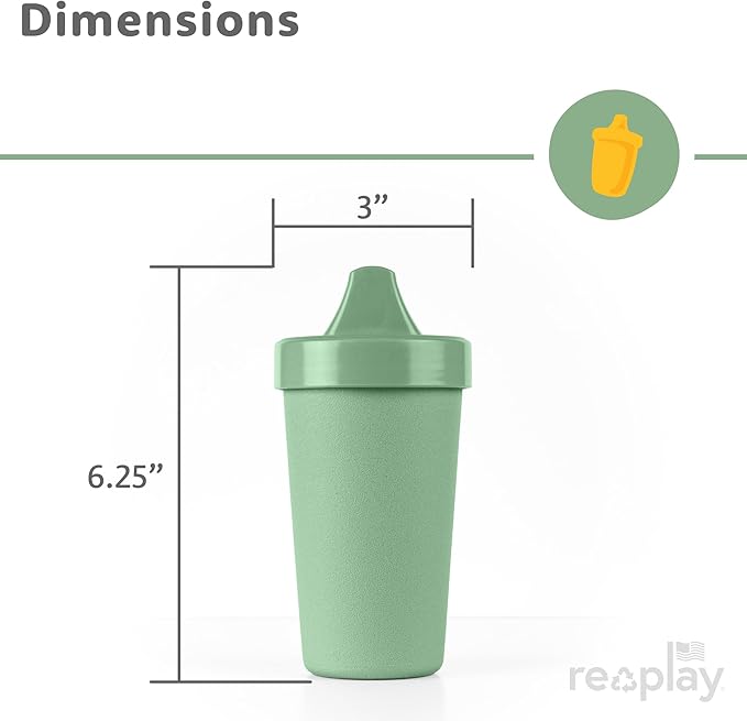 Re-Play Sippy Cups for Toddlers - 10 Oz. Reusable Spill Proof Cups for Kids, Dishwasher/Microwave Safe - Made in USA - Set of 6-3.13" x 6.25" - Meadow