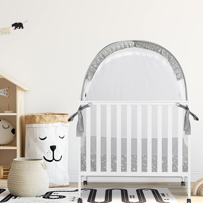 Pack and Play Tent, Crib Tent to Stop Baby from Climbing Out, Baby Safety Tent Cover for Pack N Play, Mini Cribs & Playpen, Pop Up Crib Net Against Falls (39.6" L x 27.6" W x 49.2" H)