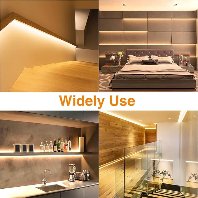 Warm LED Strip Lights,Onforu16.4ft Dimmable Strip Lighting,3000K 5m 12v Tape Light, 2835 LEDs Flexible Warm White Rope Light for Home,Kitchen,Under Cabinet,Bedroom, Christmas Decor, Non-Waterproof