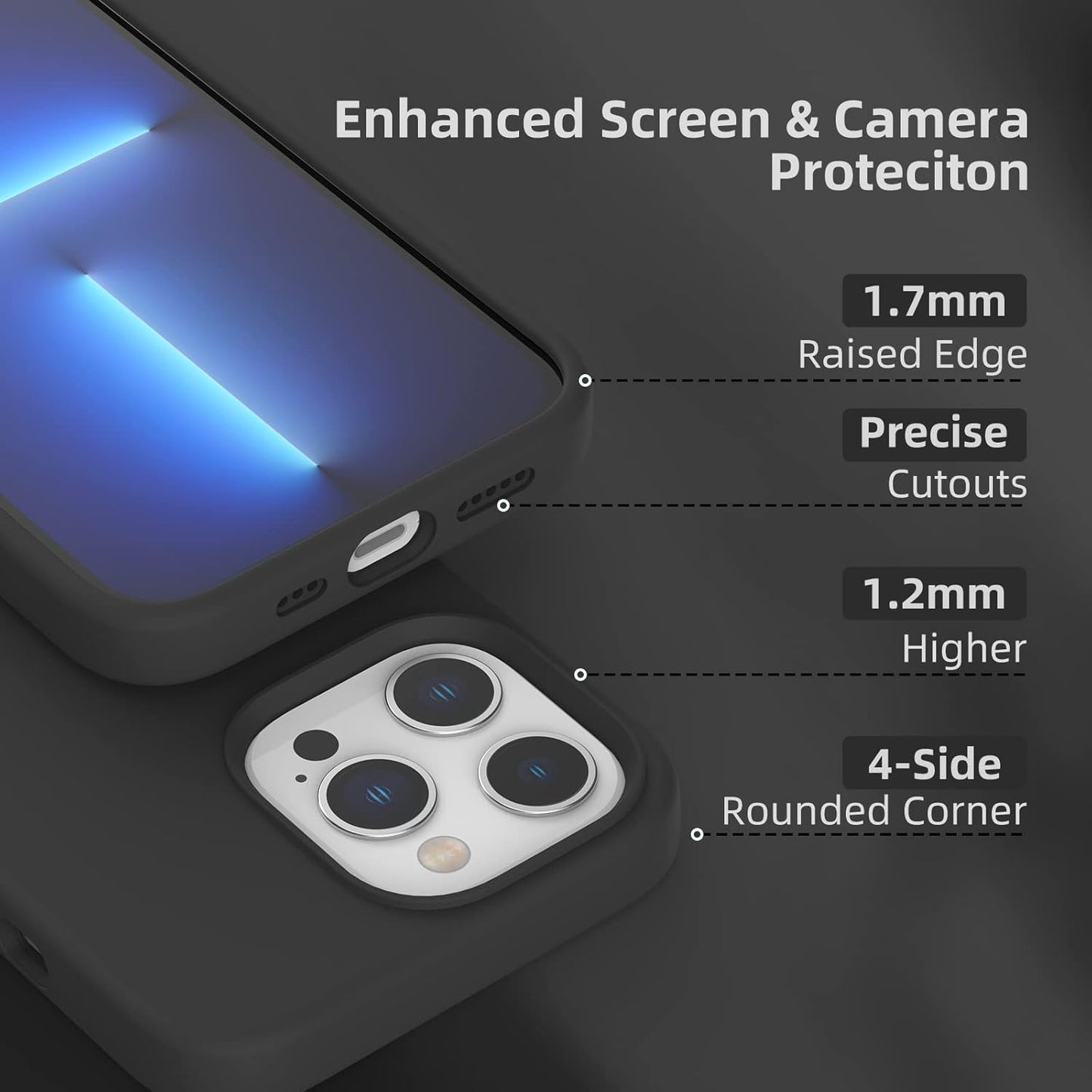 K TOMOTO iPhone 13 Pro Case, [Drop Protection] [Anti-Fingerprint] Shockproof Liquid Silicone Cover with Microfiber