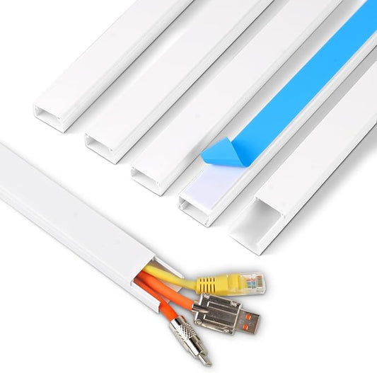 Cord Hider, 85.2in TV Cable Hider, Cord Covers for Wires on Wall, Wire Covers for Cords on Wall, Self-Adhesive Wire Hider for TV on Wall Cable Management, 6 x L14.2 x W0.94x H0.55in - White