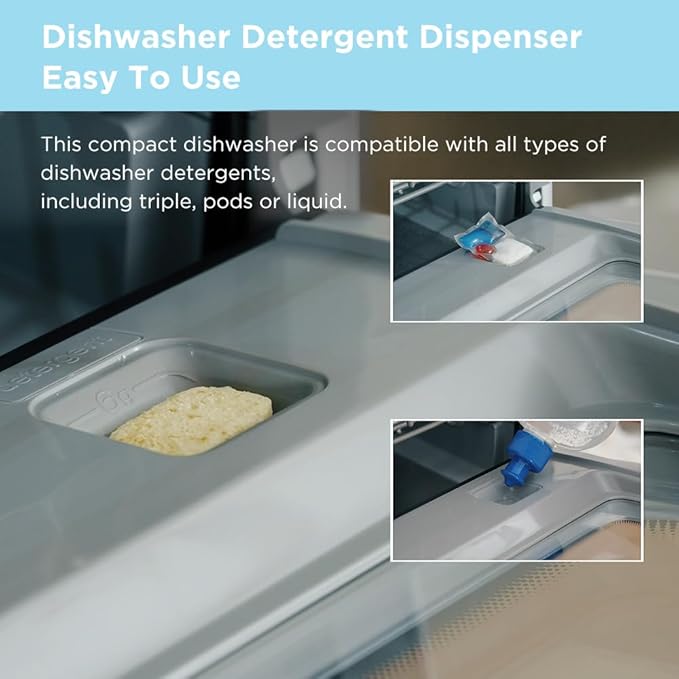Midea MDC17P0ABB Portable Countertop Mini 5L Built-in Water Tank, No Hookup Needed, 6 Programs, 360° Dual Spray, 162℉ High-Temp& Air-Refresh Function, Dishwasher for Apartments& RVs, Black