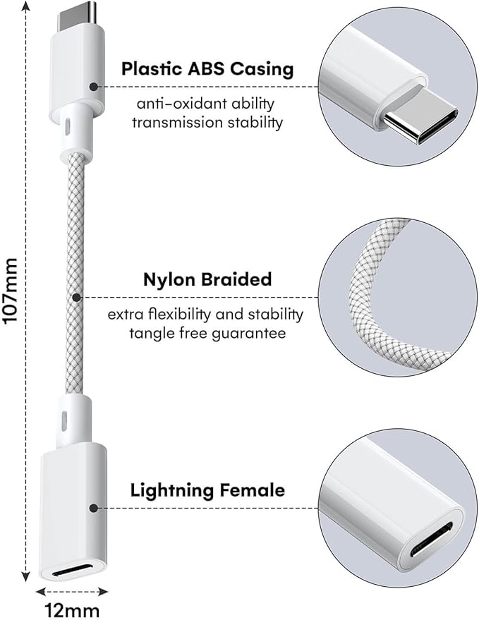 Lightning to USB C Adapter (2 Pack), Fast Charging & Data Transfer, USB C Charger Connector Cable for iPhone 17/16/15, iPad Pro/Air, Samsung,Pixel-(Not for Headphone/OTG)