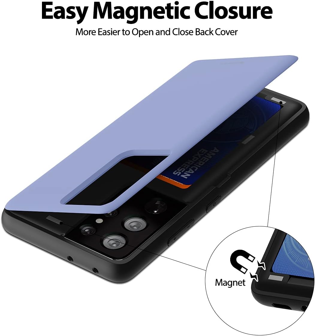 GOOSPERY Card Holder Wallet Case for Galaxy S21 Ultra, Magnetic Door Closure Protective Dual Layer Bumper