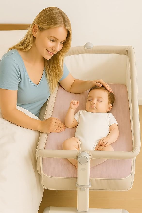 Muslin Bedside Bassinet Sheets 2 Pack, 33x20 Fitted Ultra Soft & Breathable Bedside Sleeper Sheets, Ideal for Baby Girl and Boy, Perfect for Newborns (Vintage Blossom & Pink)