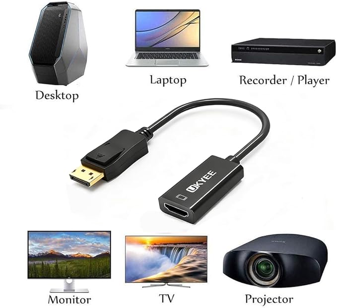 Displayport to HDMI Male to Female Adapter Black 10-Pack